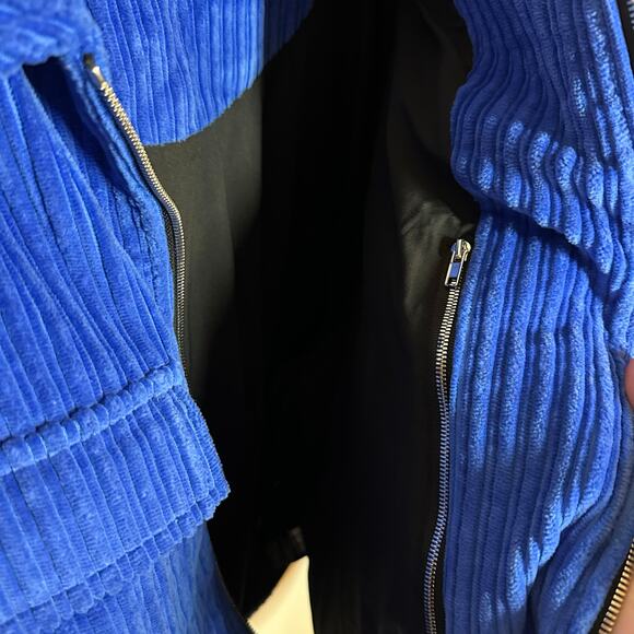 Nahmias Men's Blue Corduroy Full Zip Boxy Jacket Size XXXL Long Sleeve Collared - Picture 11 of 15